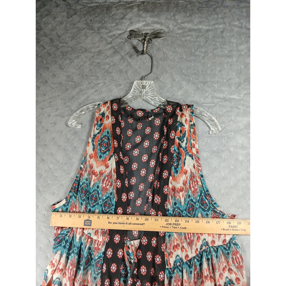 Exhilaration. Boho Open Front Vest Ikat Floral. Casual Layering Resort/Beach - Picture 5 of 6